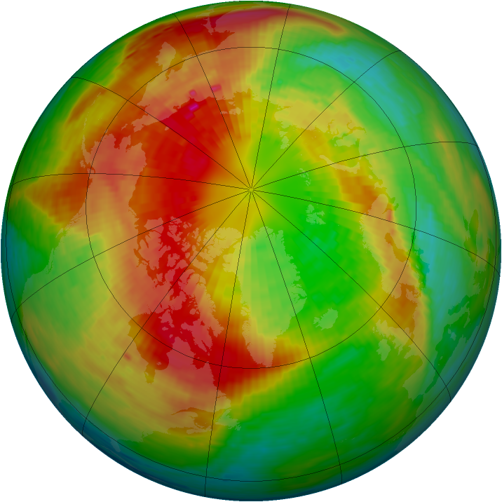 Arctic ozone map for 12 March 1994